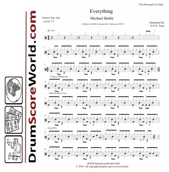 Michael Bublé - Everything - Drum Sheet
